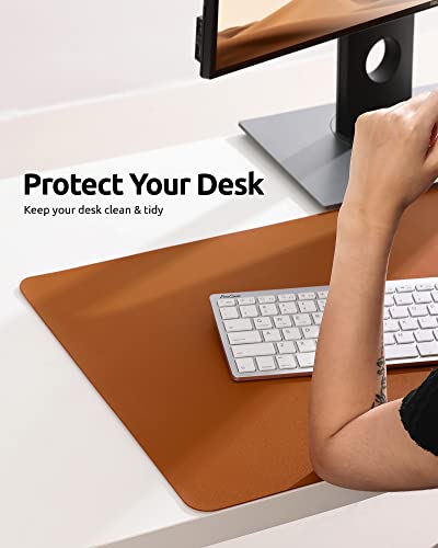 Ysagi Leather Desk Pad Protector, Office Desk Mat, Large Mouse Pad, Non-Slip Pu Leather Desk Blotter, Laptop Desk Pad, Waterproof Desk Writing Pad For Office And Home (23.6" X 13.8", Brown) #TOP3