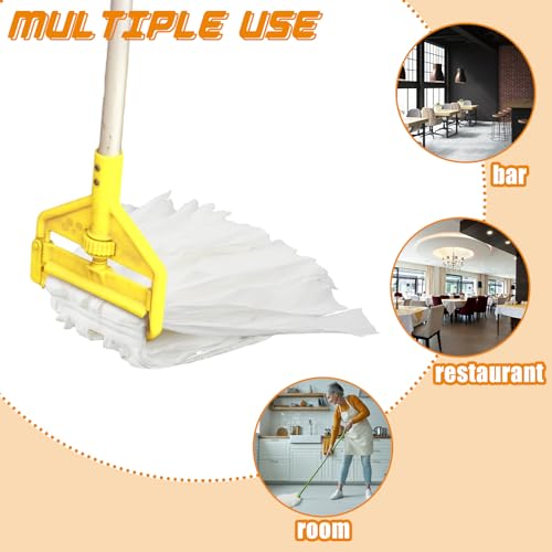 Image of 12 Pcs Disposable Mop Head Replacement Bulk 1.25'' Universal Headband Non Woven Commercial Mop Head Replacement Cut End Looped Open Dust Clamp Mop Head for Floor Cleaning Wet Home Industrial