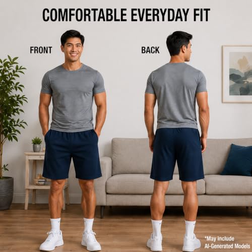 Image of Essential Elements Mens 3 Pack 100% Cotton Lounge Pajama PJ Shorts