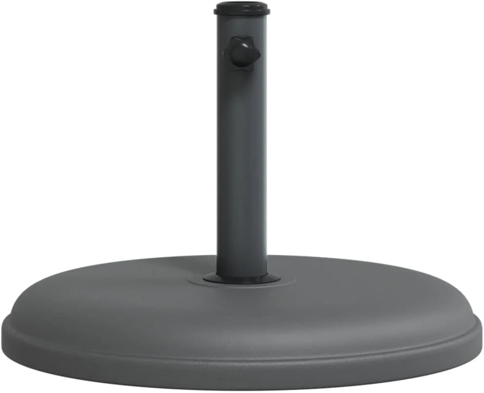 vidaXL Round Parasol Base for 1.3"/1.4"/1.5" Poles - Heavy Duty Dark Gray Umbrella Stand - Plastic and Concrete Base with 3 Pole Adaptors - Ideal for Garden, Patio, Deck
