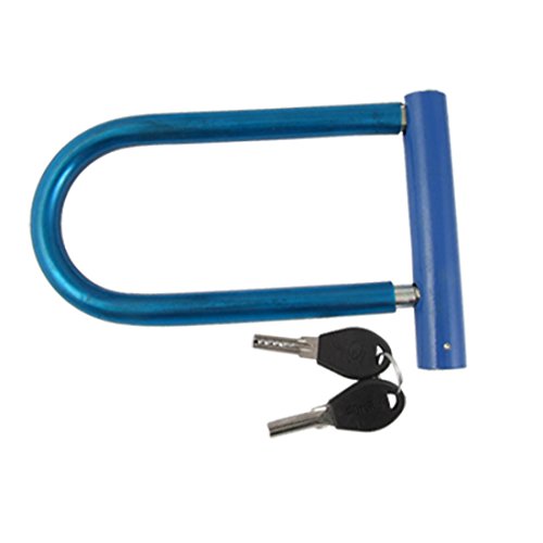 Aexit Motorbike Bicycle Bike Locks U Shape Blue Plastic Wrapped Metal Lock w U-Locks 2 Keys