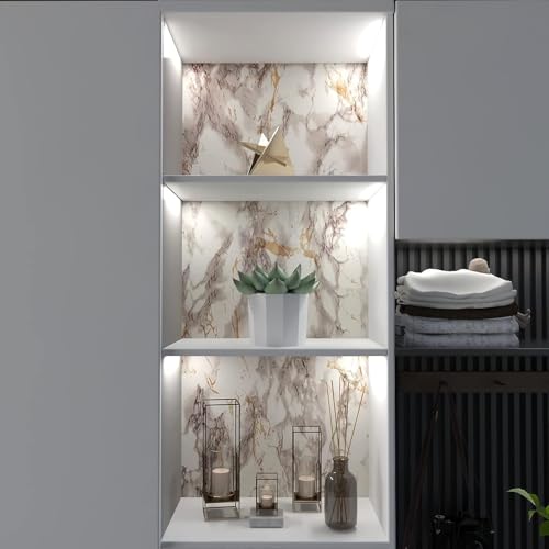 Image of HOME13 Marble Wallpaper Self Adhesive Wallpaper Waterproof Marble Sticker Removable Wallpaper Kitchen Cabinet Countertop (Creamy Gold Marble, 2 Feet x 12 Feet)