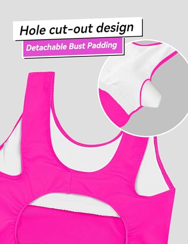 Bathing Suits Girls 7-8 Years Old One Piece Sleeveless Swimwear Rose Red Swimsuit for Summer4