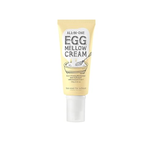 Too Cool For School | Crema suave de huevo todo en uno 3.53 oz | Crema facial antienvejecimiento | Hidratante reafirmante antiarrugas | 98% fibra de
