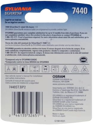 SYLVANIA 7440 SilverStar 미니 전구, 주간 주행등, 전구 2개 — 사진 2