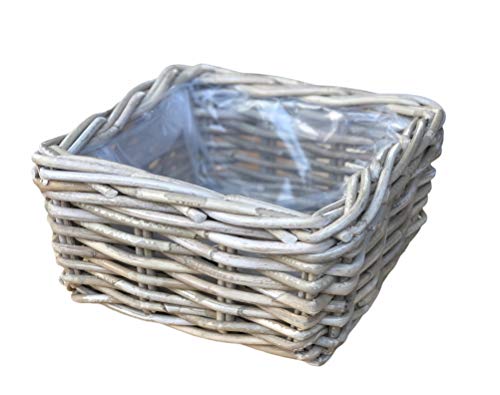Burkhardt Korbwaren Pflanzkorb eckig in Rattan Grau ca.28 x 28 cm 14...