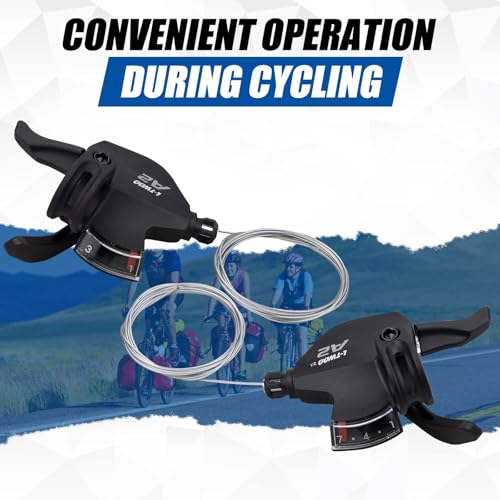 MEGHNA Fahrrad Schalthebel Set für Kurbel- und Schaltwerk, 3x6 /3x7 /3x8 Gang, MTB Schaltgriffe Index Schaltung für Mountainbike, Trekkingrad, Citybike (3x7)