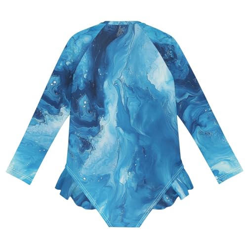 CaTaKu Girls One Piece Swimsuit Tie Dye Liquid Toddler Bathing Suit Long Sleeve UPF 50+ Rash Guard Swimwear 3-12Y2