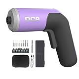 DCA 4V Electric Screwdriver Set, 5 N.m with 2000 mAh Li-ion Battery, 1/4' Magnetic Hex Chuck, USB-C Charging Cable, 18 Driver Bits for Furniture Repairs, Purple