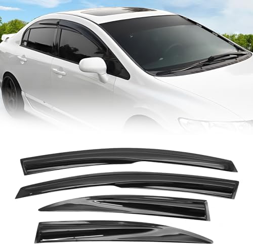 For 2006-2011 Honda Civic Mugen II Style Window Rain Guard Visors 4-Door Sedan E - Foto 5