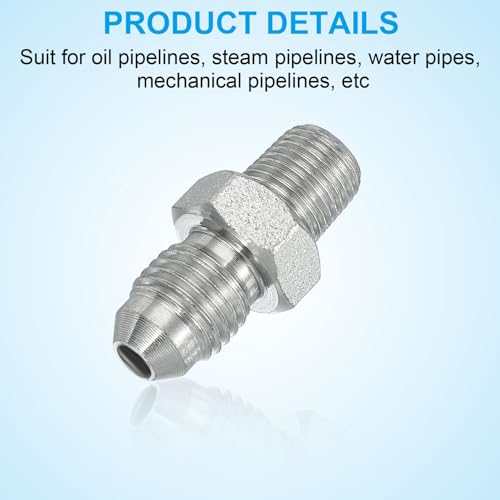 Image of PATIKIL Pipe Adapter Connector 7 /16 inch Male 74 Flare JIC x 1 /8 inch Male R Pipe Fitting Oil Feed Restrictor Fitting Hydraulic Connector for Oil Steam Water Pipelines System
