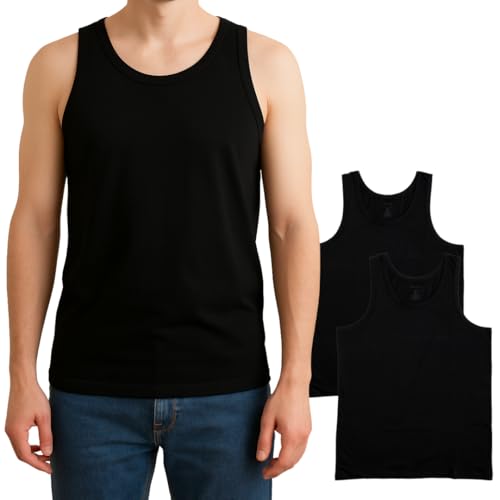 ORGANICKID Mens 100% Organic 100% Cotton Soft Breathable GOTS Certified Crewneck Undershirts Tank Tops Pack of 2