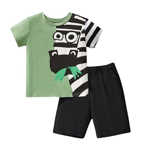 Image of Boy Shorts Sets Dinosaur Animal Print Shirt Summer Outfits Set 2pcs Casual Clothes