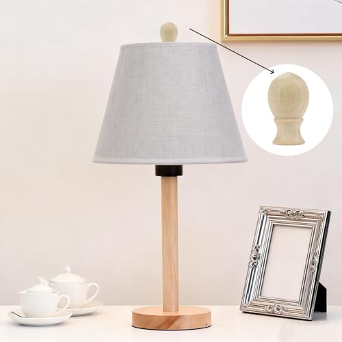 Image of Mcredy Lamp Finial Cap Knob, Wood Ball Style, 1.2x1.9 Inch-2 Pcs | Simple Screw-On Design, Convertible Lamp Decoration Topper Risers for Lamp Shade