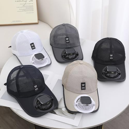 JIAHG Casquette Visière avec Ventilateur Électrosolaire Adulte Casquette de Base-Ball en Maille Réglable USB Rechargeable Été Chapeau de Soleil UV Protection pour Pêche Camping Randonnée Barbecue – vue 6
