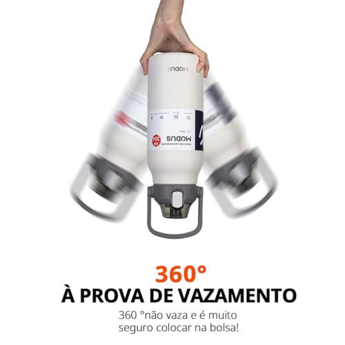 Garrafa Térmica De Grande Capacidade Em Aço Inoxidável Com Canudo 1700ML (Branco)