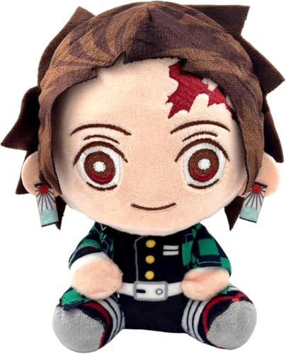 WKxinxuan Demon Tanjiro Kuscheltier, Anime Demon Kimetsu Tanjiro Plüschtier, 20 cm Demn Tanjir Sitzender Plüsch für Geschenke Weihnachts Spielzeug