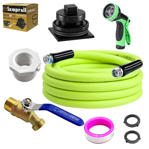 Image of Stock Tank Drain Plug Kit Include 10FT 3 4 inch Garden Hose Pipe Reducer Hex Bushing & Brass Faucet Fit for rubbermaid Commercial 50 70 100 150 300 Gallon Stock Tanks Five Years Free Replacement