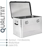 Trucky Aluminium Box mit Deckel Silber Alu Kiste Box Alukiste 65 Liter Transportbox Metallbox Alu Aufbewahrungsbox Boxen Abschliessbar Metallkiste