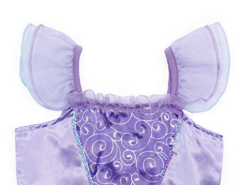 COTRIO Mermaid Costume Dress Little Girls Princess Dresses Birthday Party Halloween Cosplay Outfits with Accessories (6, 5-6 Years, Gloves, Tiara, Scepter, Necklace, Ring, Earrings) - Thumbnail 4