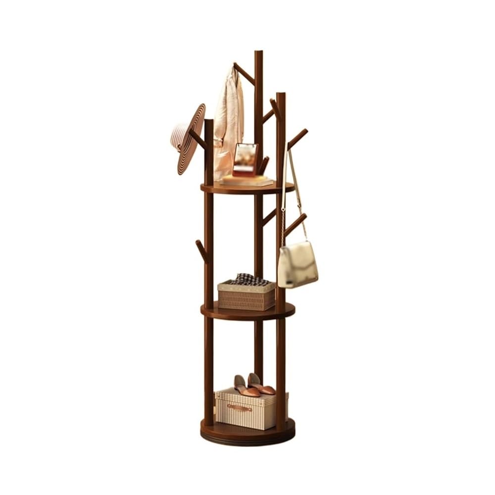 YQINQIN83B Organizer Rack Solid Wood Rotating Coat Rack Floor Hanger Household for Bedroom