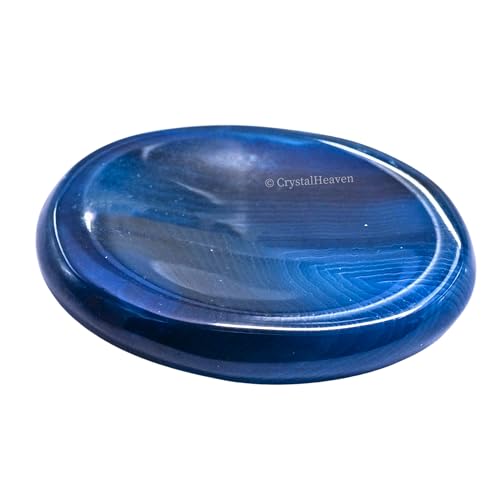 Image of Blue Onyx Crystal Thumb Worry Pebbles Stones for Anxiety Stress Relief