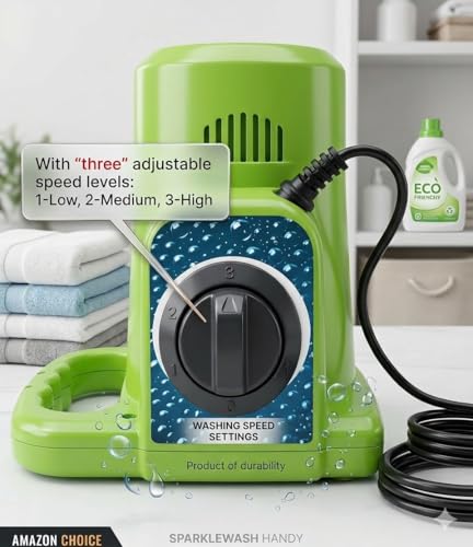 Image of Portable Handy Mini Washing Machine | Powerful 100% Copper Motor | 3 Adjustable Turbo Speed Levels | Heavy Duty Performance | Energy Saving Compact Bucket Washer for Home, Hostel, Travel & Daily Use