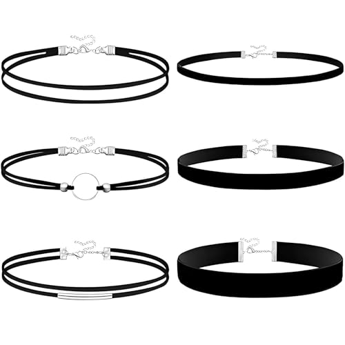ClcIosis 6 Stück Choker Kette Damen, Schwarz Velvet Halsband Frau Elegantes Mehrschichtiges Design Für Dancing Geburtstag Party Cosplay