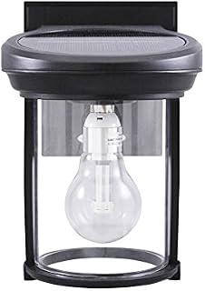 Gama Sonic GS-1B Coach Lantern Outdoor Solar Light Fixture, Wall Mount Sconce, Black