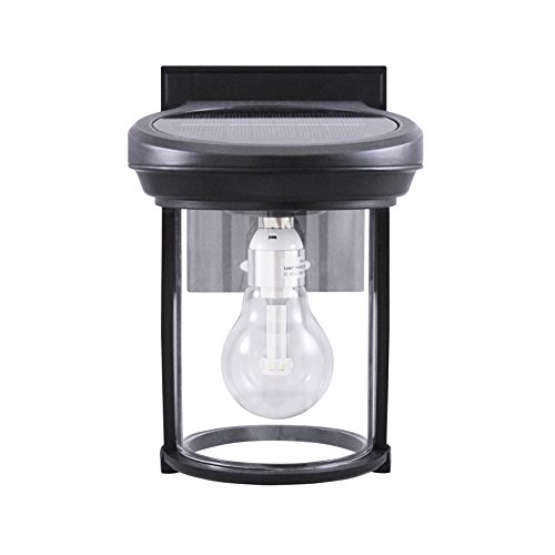 Gama Sonic GS-1B Coach Lantern Outdoor Solar Light Fixture, Wall Mount Sconce, Black