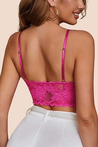 Image of Avidlove Bralettes for Women V Neck Lace Camisole Y2K Tank Top Strappy Cami Unpadded Bra Lingerie Crop Tops Outfits