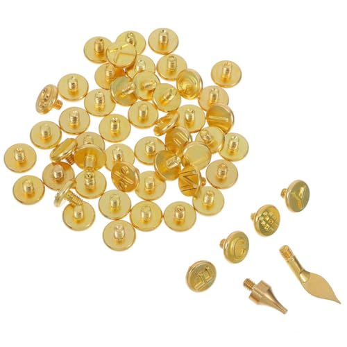 VILLCASE 43-Piece Letter Number Symbol Wood Burning Kit Interchangeable Pyrography Tool for Brass Tip DIY Engraving Embossing Pen Versatile for Wood Leather