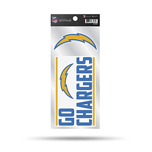 Rico Industries NFL Football Los Angeles Chargers Double Up Die Cut Sticker Double Up Decal Sticker with Team Phrase