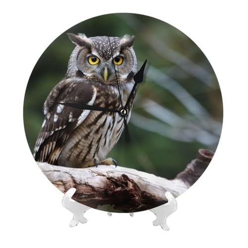 Pendule murale design avec illustration de hibou mecanisme quartz silencieux