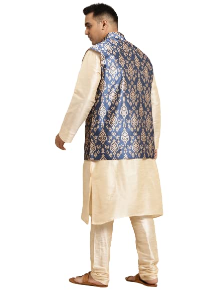 Image of SOJANYA (Since 1958, Men's Silk Blend Grey Kurta Pyjama & Silk Blend Jacket Combo