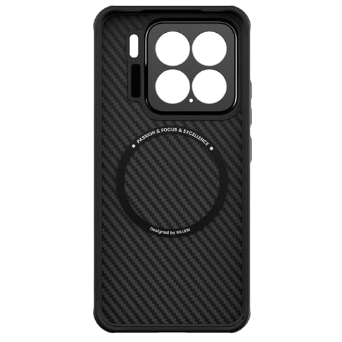 Image of Nillkin Case for Xiaomi Mi 15 (6.36 inch Inch) Carbo Prop Magnetic (Works Mag Safe) Flip Lens Camera Visible Mobile Holder Media Aramid Fibre + TPU Soft Edge 360 Protect Black Color