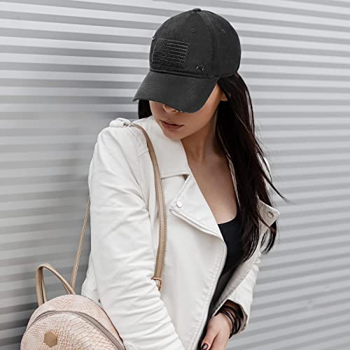 Vodiore American Flag Cap Embroidered Usa Distressed Baseball Cap Dad Hat Black #TOP1