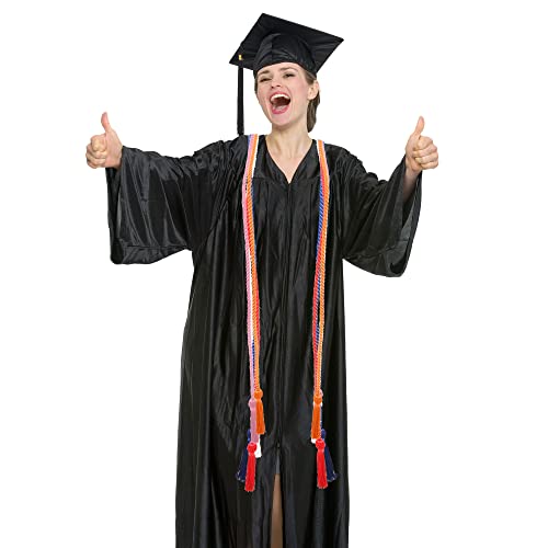 Image of Trounistro 8 Pieces Graduation Cords Yarn Honor Cords with Tassel for College Graduation Students (Dark Blue with Gold)
