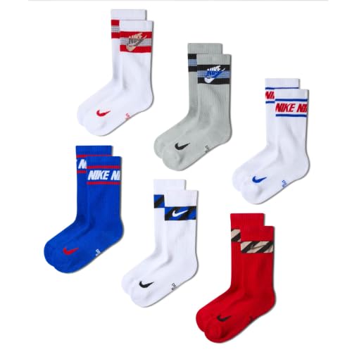 Image of Nike Unisex Kids' Everyday Cushioned Crew Socks (6-Pack) | Boys and Girls