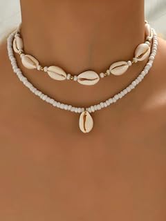 Double-layer Ocean Inspired Choker Necklace Seed Beads Clavicle Chain Vintage Chic Beaded Collar Necklaces Fashion Boho Summer Beach Holiday Jewelry Party Birthday Valentine's Gift for Women