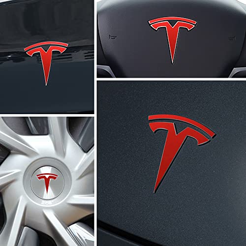 Image of IPG Compatible with Model Y Decal (8 Logo Set) Stickers Set Personalize Your Vehicle (Red Pearl)