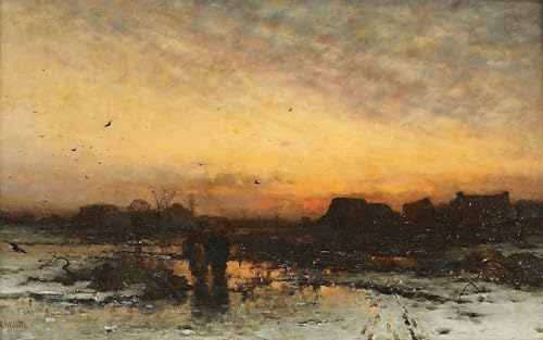 Pintura en lienzo SERENDIPITP de un atardecer de Ludvig Munthe para dormitorio de 60x90cm