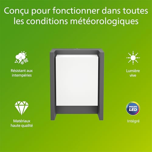 Applique Murale Extérieure LED Résistante Intempéries Philips Arbour 6W