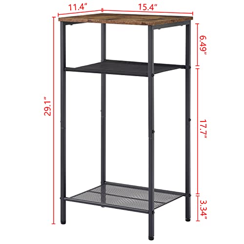 Hoctieon 3 Tier End Table, Telephone Table, Narrow Side Table With Storage, Nightstand For Small Spaces, Metal Frame, For Living Room, Bedroom, Sofa Couch, Hall, Easy Assembly, Rustic Brown #TOP2