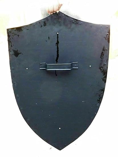 Medieval Battle 16-Inch Decorative Wall Shield, Red Cross Design, Silver Metal Finish (Battle Armor Shield Metal)