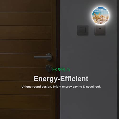 Image of EKOBLA Beach Night Light, Starfish and Seashell Coastal Night Lights Plug Into Wall with Dusk to Dawn Sensor for Men Women