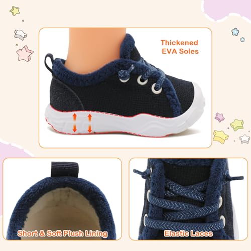 FEETCITY Toddler Barefoot Shoes Boys Baby Walking Shoes Kids Slip On Shoe Lightweight Toddler Tennis Shoe Darkblue4