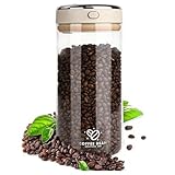 Pmueuff 1.7L Kaffeebohnen Behälter, Kaffeebohnen Aufbewahrung mit Auslassventil und Datumsanzeige, Kaffeedose Luftdicht Glas für Kaffeebohnen, Pulver, Tee, Nüsse, Kaffee