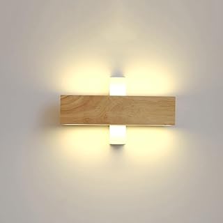 Modern Home Decoration Adjustable Led Wall Sconce 360 Rotatable Wall Light Wood Veneer Long Linear up Down Wall Mounted Lamp Bedroom Reading Light for Headboard Living Room Farmhouse/Length