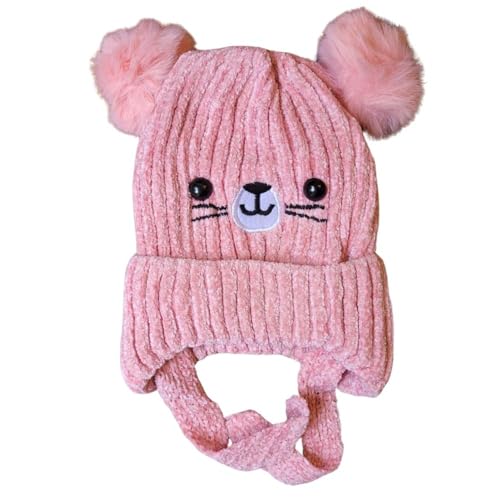 Gorro Touca Urso Infantil com Pompom Para Meninos e Meninas Com Forro de Pelinho Para Inverno (BR, A
